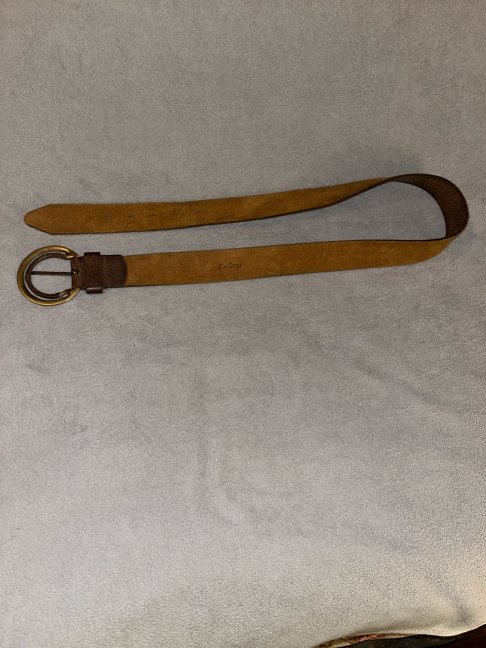 Brown Leather Belt with Brass Round Buckle - Picture 4 of 6